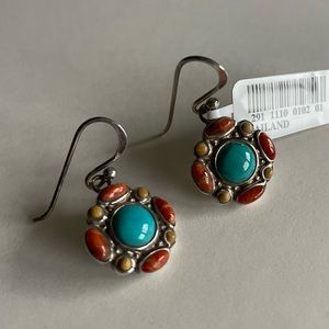 NWT BARSE Turquoise Orange Coral & Yellow Chalcedony Southwestern Drop …